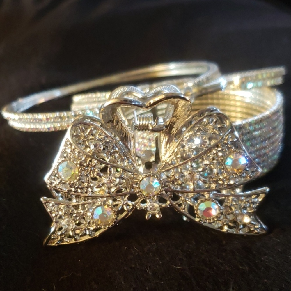 Rhinestone Cuff $26 & XL Hoops $29 SET: $55 - Picture 8 of 8